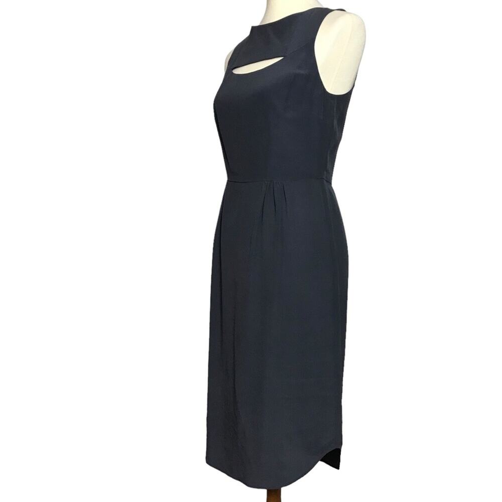 Ulla Johnson Silk Charcoal Grey Beateu Neckline Cut Out Midi Cocktail Dress S - Picture 11 of 12
